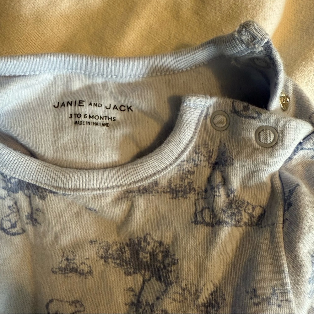 Janie and Jack Baby Woodland Toile Long sleeve onesie size 3-6mo, NEW - Picture 4 of 4